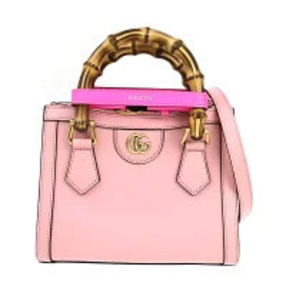 Gucci Bamboo Diana Tote Shoulder Handbag Leather Pink